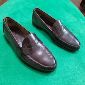 Heartland Penny Loafers mens pre-owned burgundy size 9 1/2 narrow